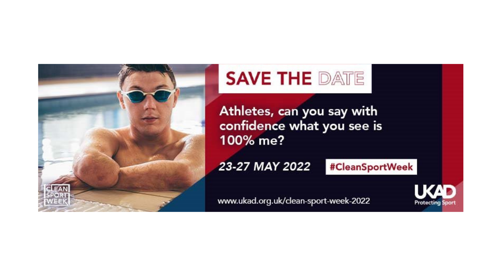 Clean sport week advertisement with picture of swimmer