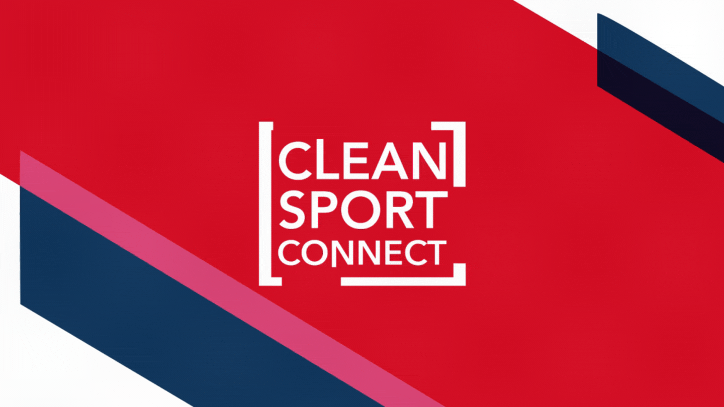 Clean sport connect logo on red and blue background