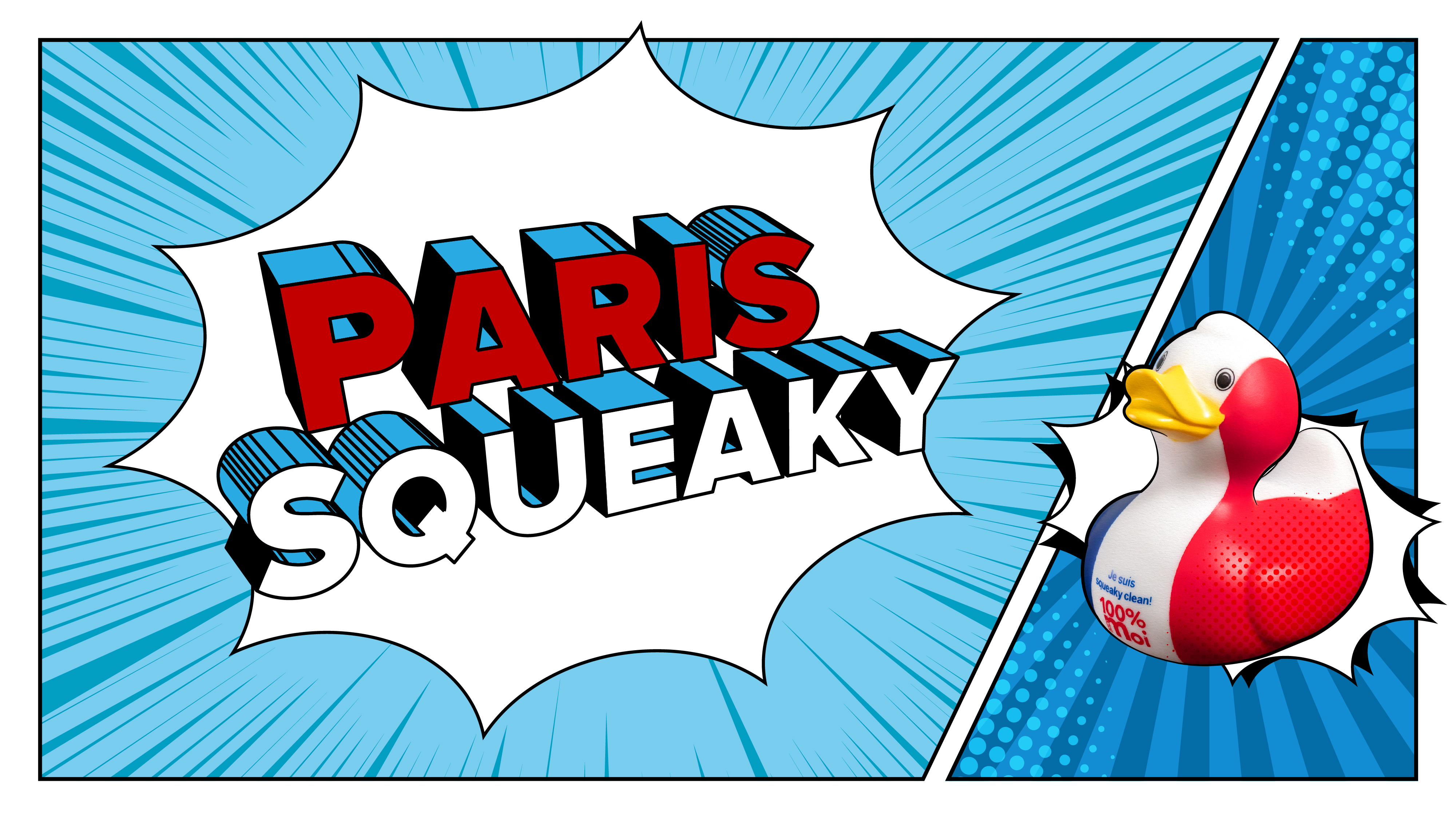 Paris squeaky text on a blue background