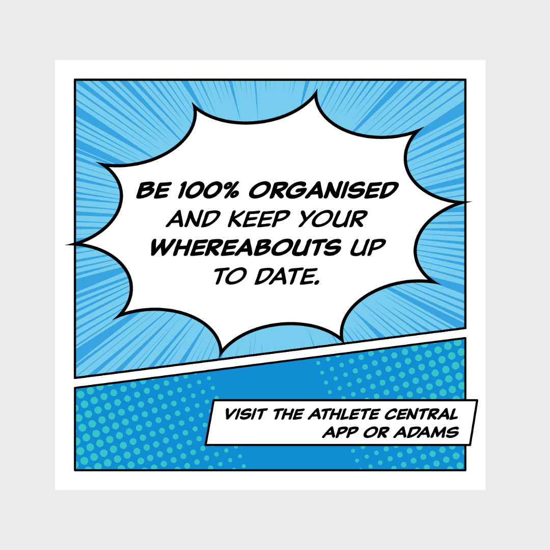 Graphic reminding athletes to update their Whereabouts