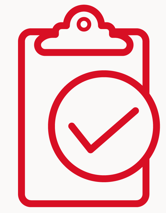 Icon of a clipboard and a tick