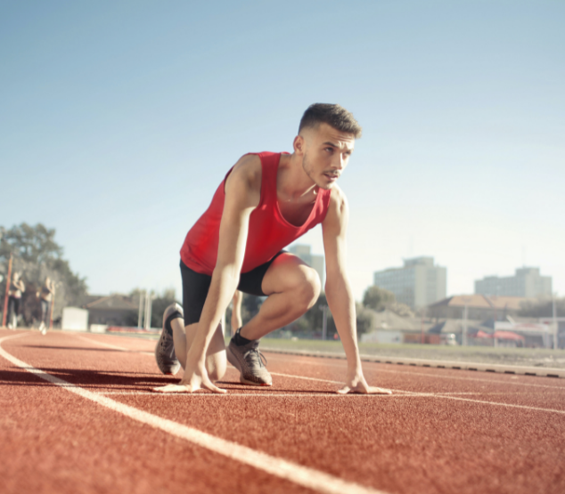 Person about to start sprinting