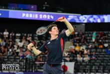 Dan Bethelll playing badminton, taken by Badminton Photo